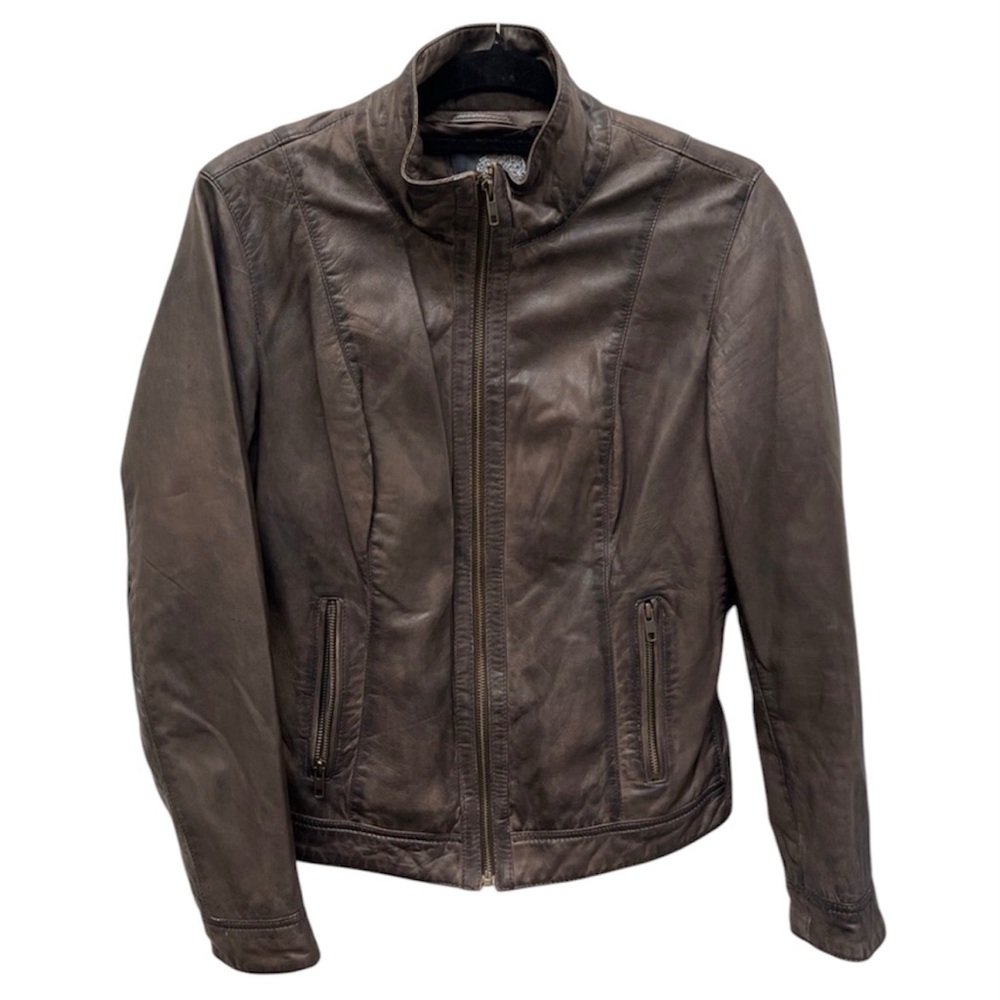 Vince Camuto Lamb Leather Brown Jacket Size M EUC